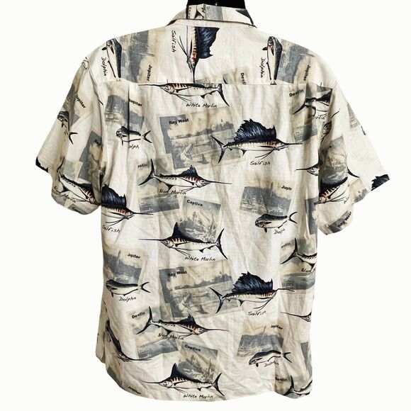 Reel Legends Fish Print Shirt Sz M Mens Button Up Key West Captive Short Sleeve - Picture 3 of 13